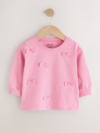 Pink Bow Applique Long Sleeve Top (3mths-7yrs) - image 1