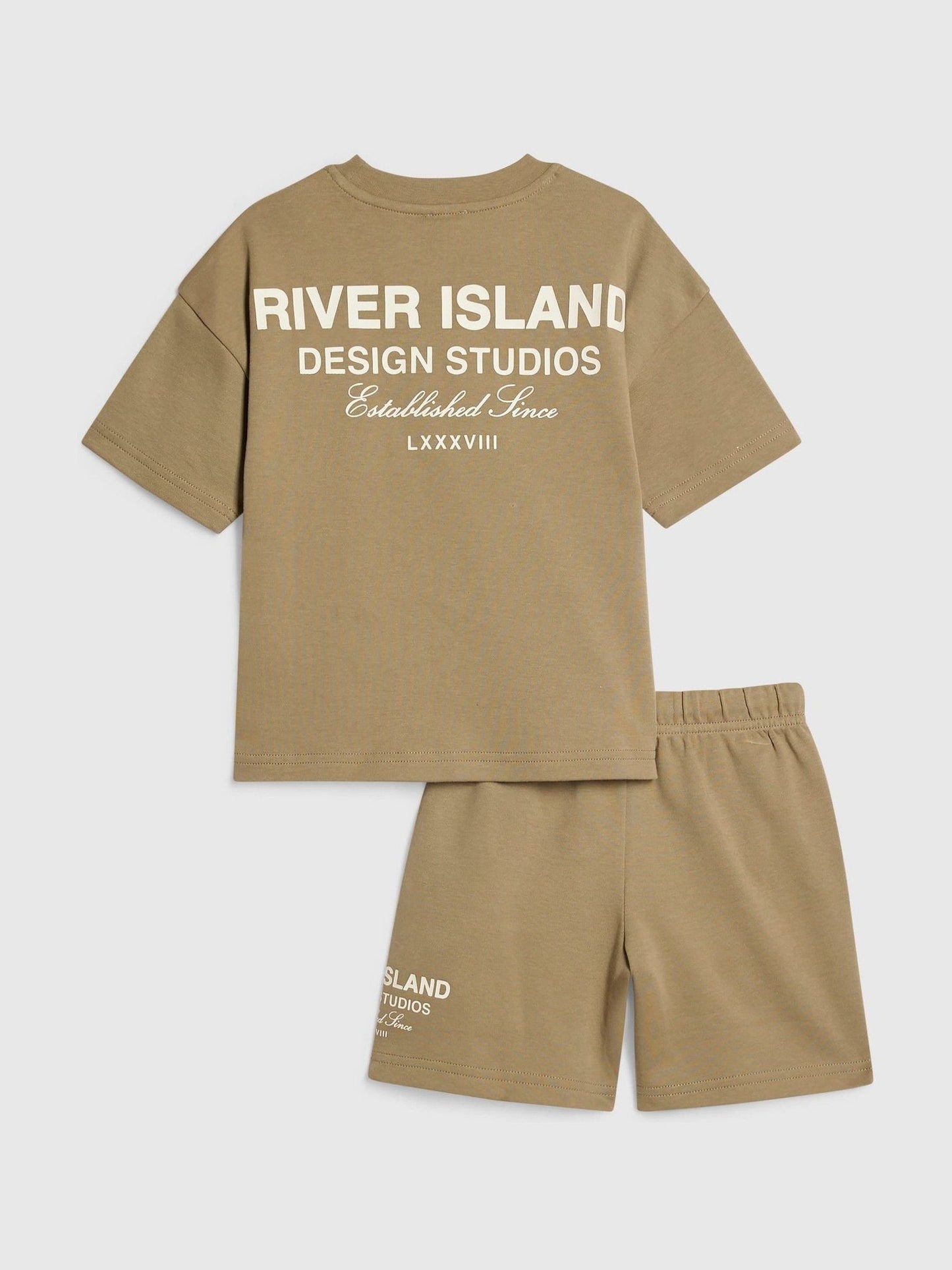 Dsiney Kidz - River Island Brown River Branded T-Shirt & Short Set image 1
