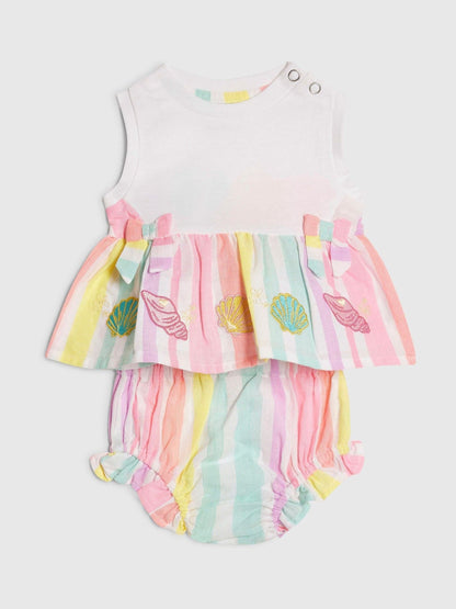 River Island Pink Bloomer Stripe Top & Short Set image 1