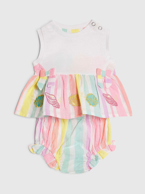 Dsiney Kidz - River Island Pink Bloomer Stripe Top & Short Set image 1