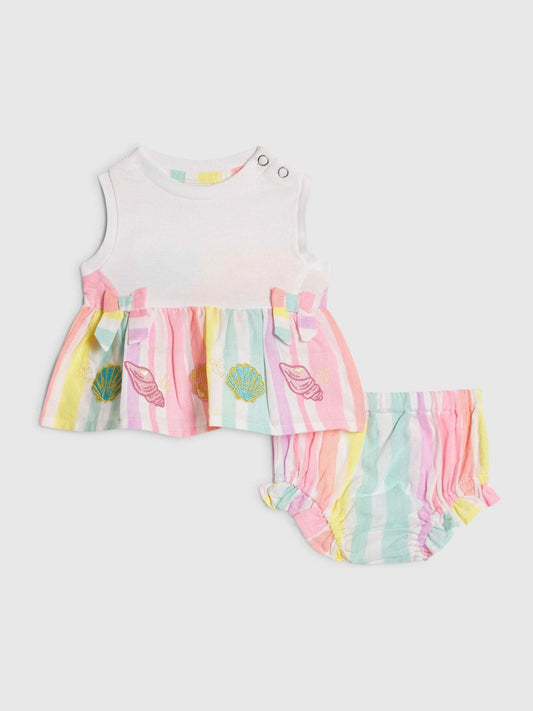 Dsiney Kidz - River Island Pink Bloomer Stripe Top & Short Set image 2