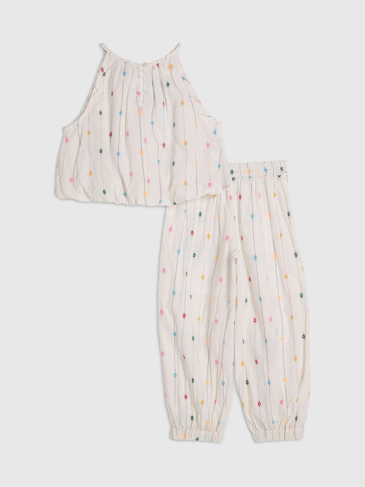 Dsiney Kidz - River Island Cream Stripe Halter Neck Top & Hareem Set image 2
