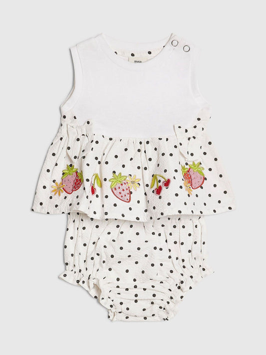 Dsiney Kidz - River Island White Bloomer Polka Dot Top & Short Set image 1