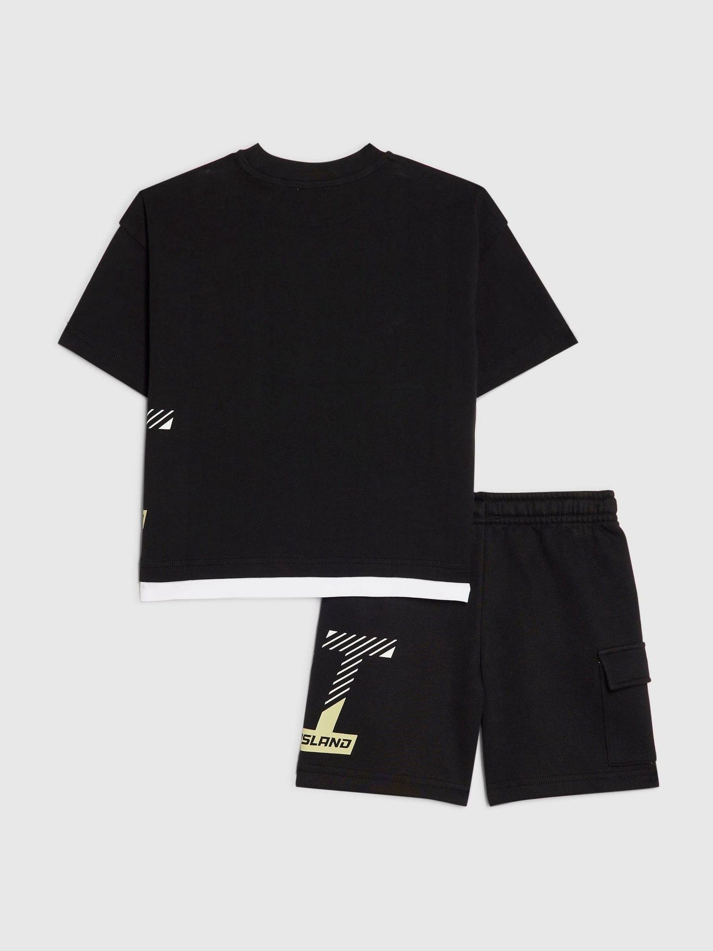 Dsiney Kidz - River Island Black River Athelesuire T-Shirt & Short Set image 2
