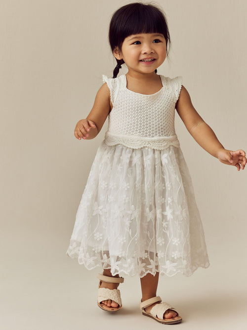 Dsiney Kidz - Ecru White Occasion Knit Dress (3mths-10yrs) image 1