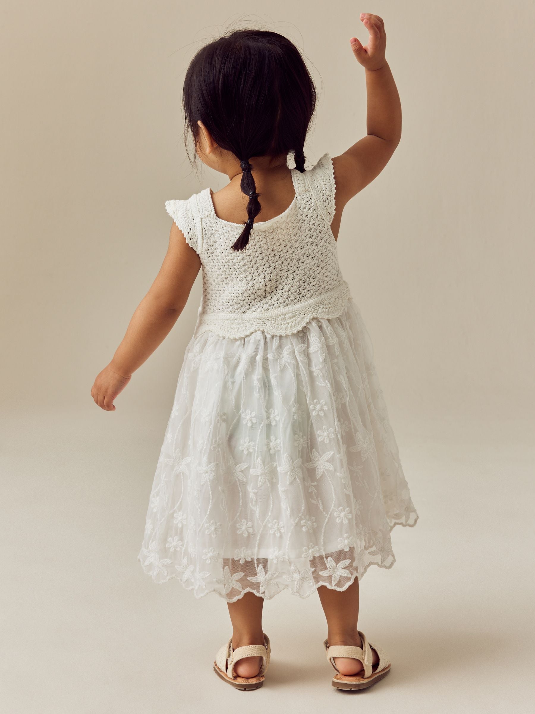 Ecru White Occasion Knit Dress (3mths-10yrs) image 2