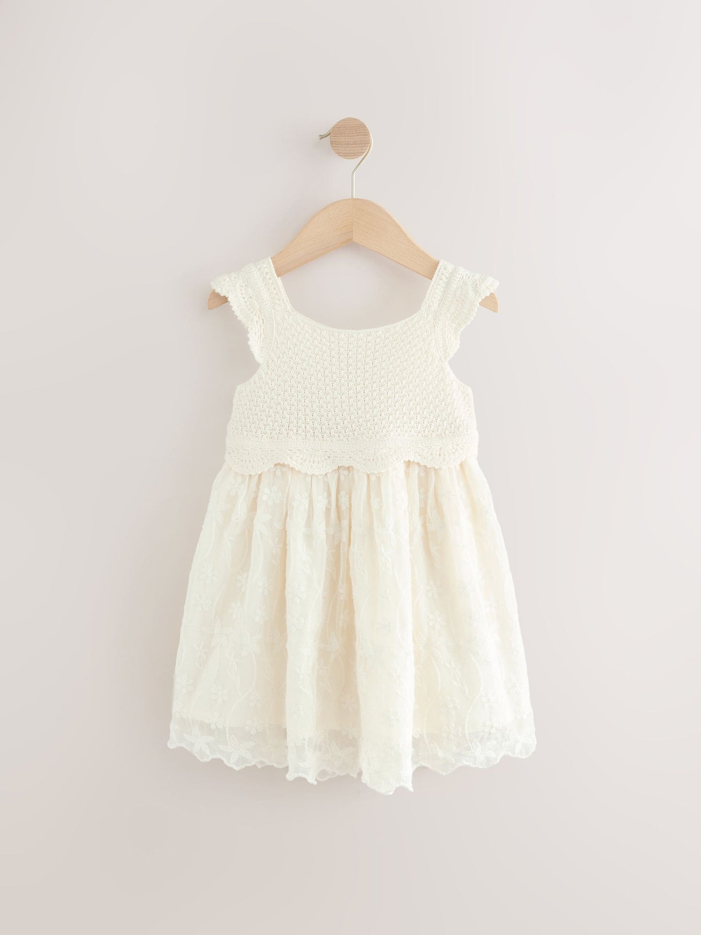 Ecru White Occasion Knit Dress (3mths-10yrs) image 4