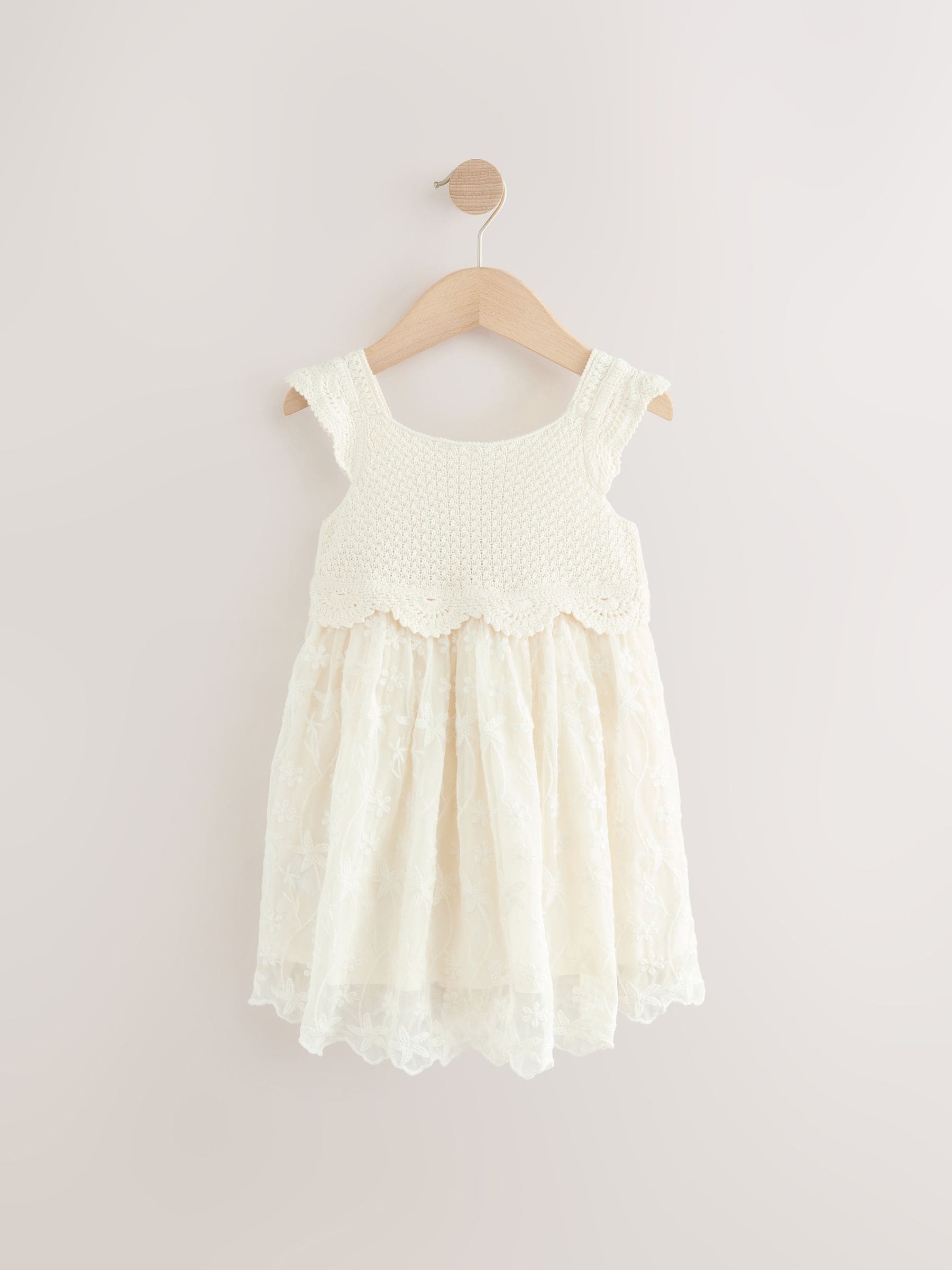 Ecru White Occasion Knit Dress (3mths-10yrs) image 5