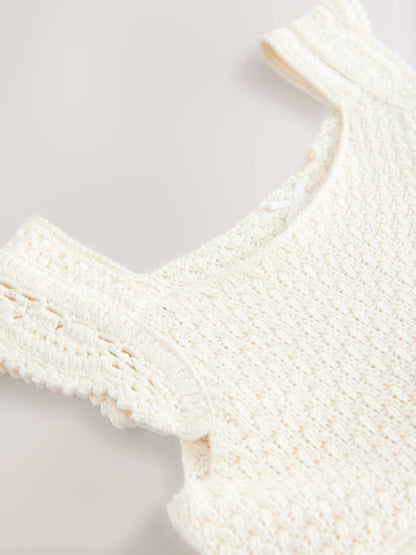Ecru White Occasion Knit Dress (3mths-10yrs) image 7