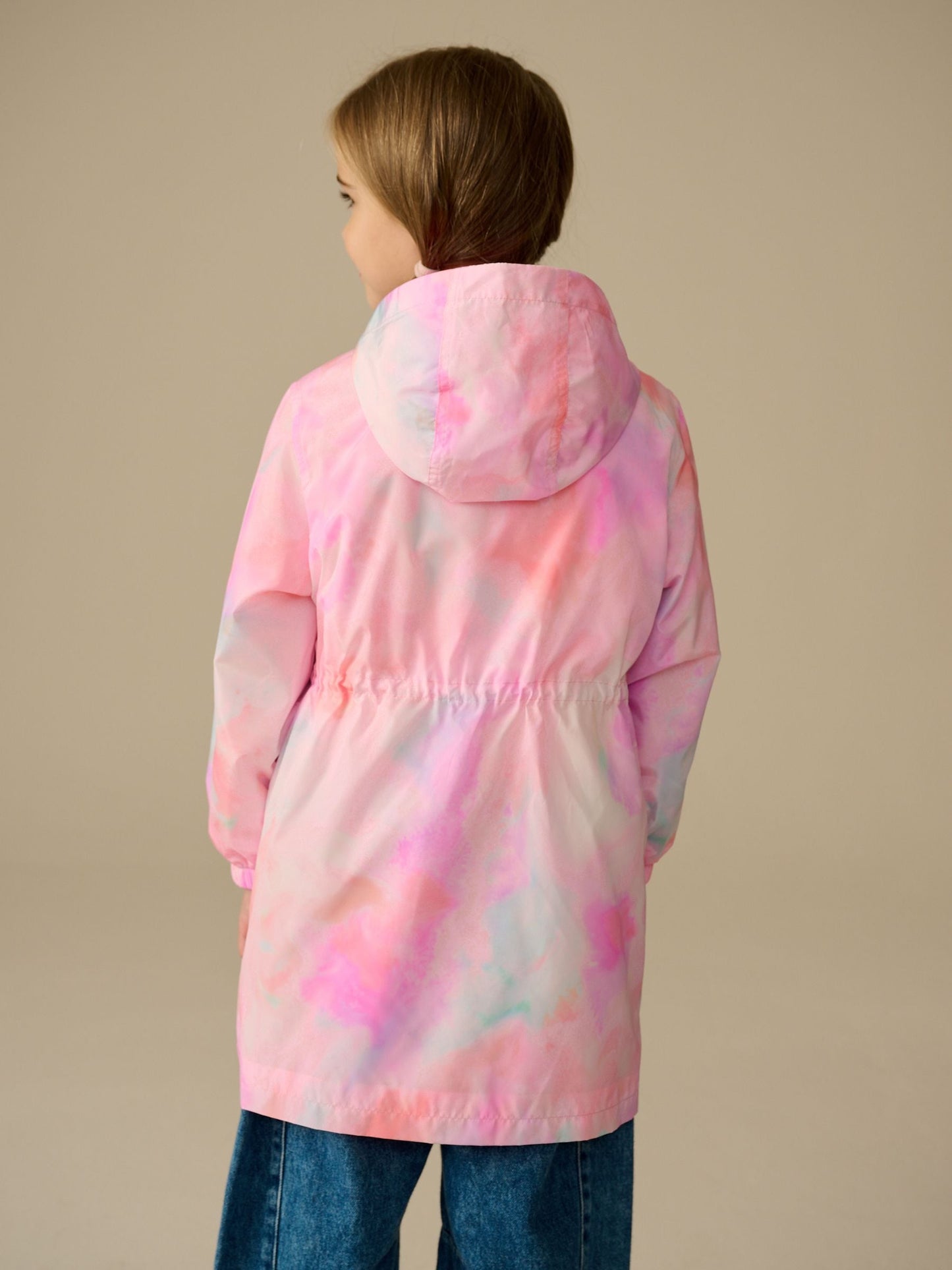 Pink Marble Print Shower Resistant Cagoule Jacket (3-16yrs)