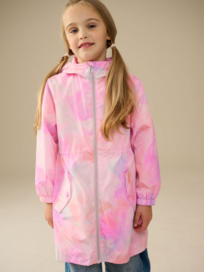 Pink Marble Print Shower Resistant Cagoule Jacket (3-16yrs)