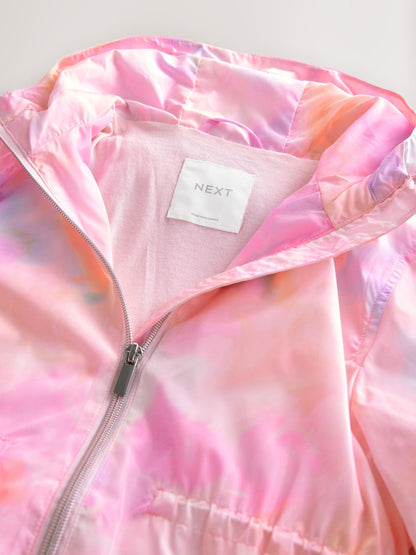 Pink Marble Print Shower Resistant Cagoule Jacket (3-16yrs)