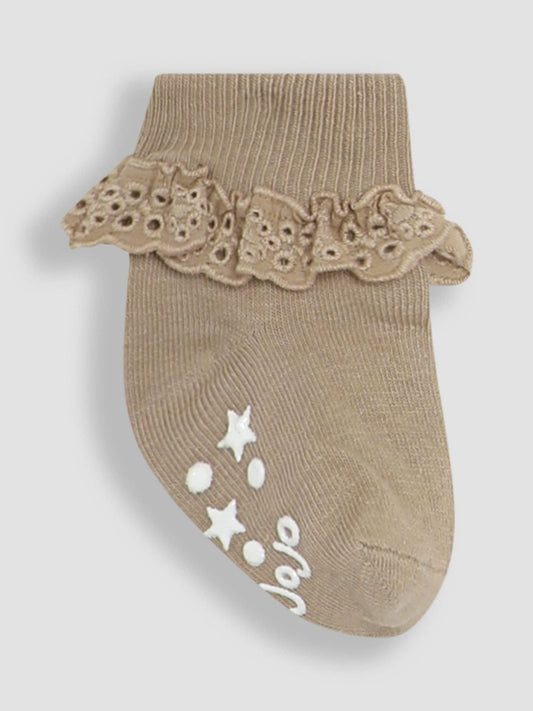 JoJo Maman Bébé Natural Frill Socks 3 Pack image 2