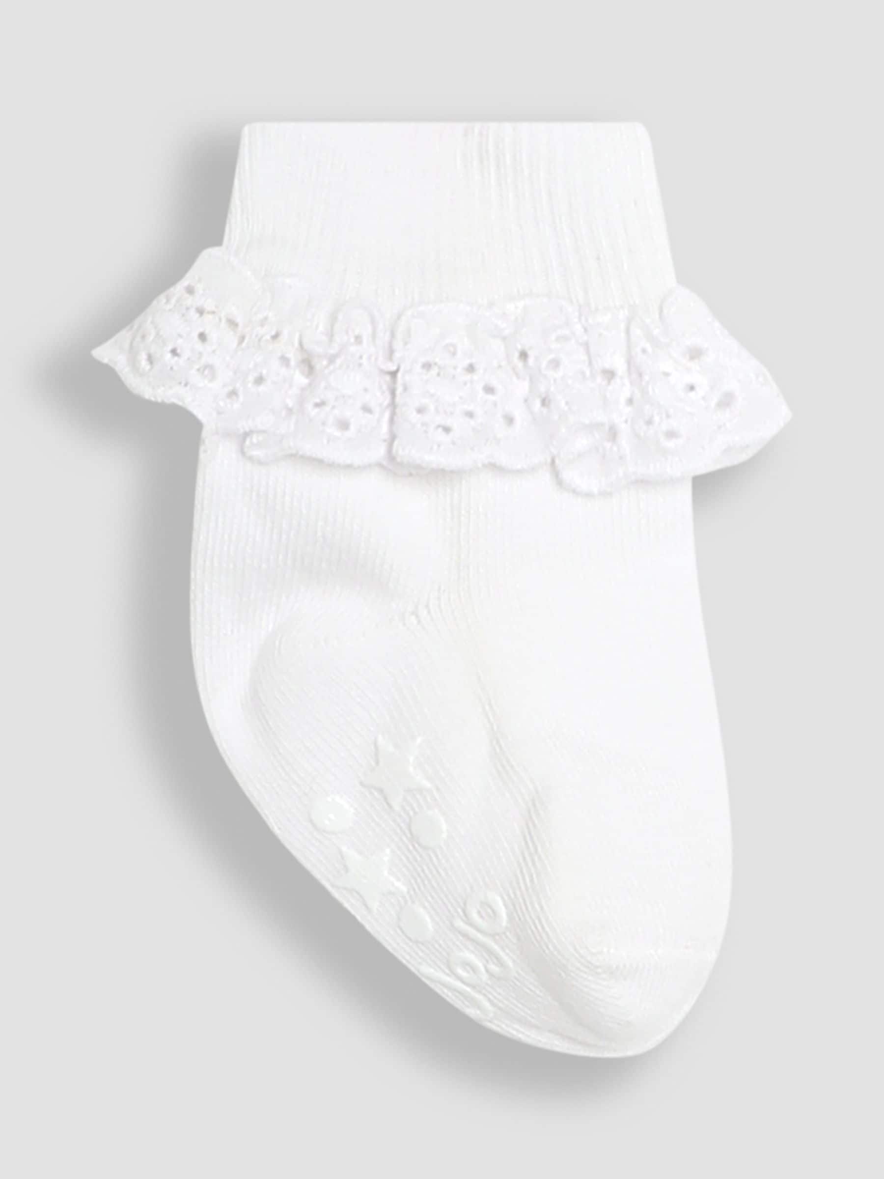 JoJo Maman Bébé Natural Frill Socks 3 Pack image 3