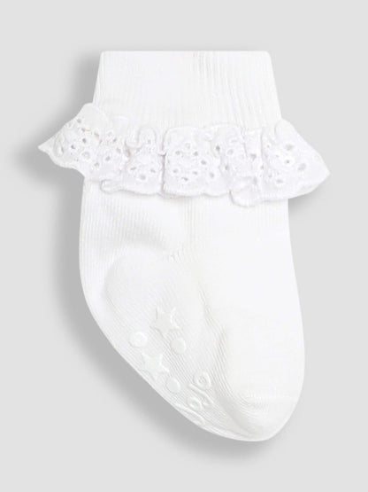 JoJo Maman Bébé Natural Frill Socks 3 Pack image 3