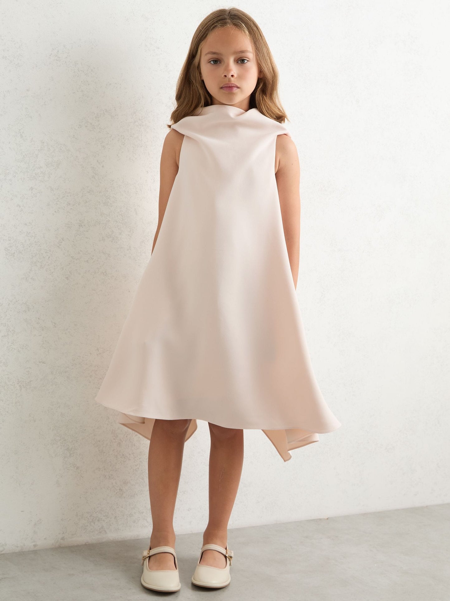 Reiss Pink Shauna High-Neck Drape Back Dress image 1