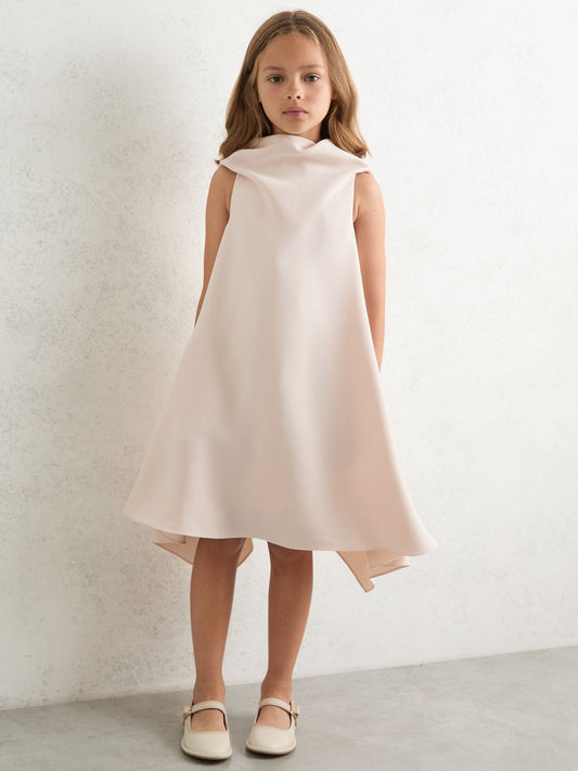 Reiss Pink Shauna High-Neck Drape Back Dress image 1