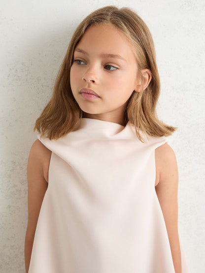 Reiss Pink Shauna High-Neck Drape Back Dress image 4