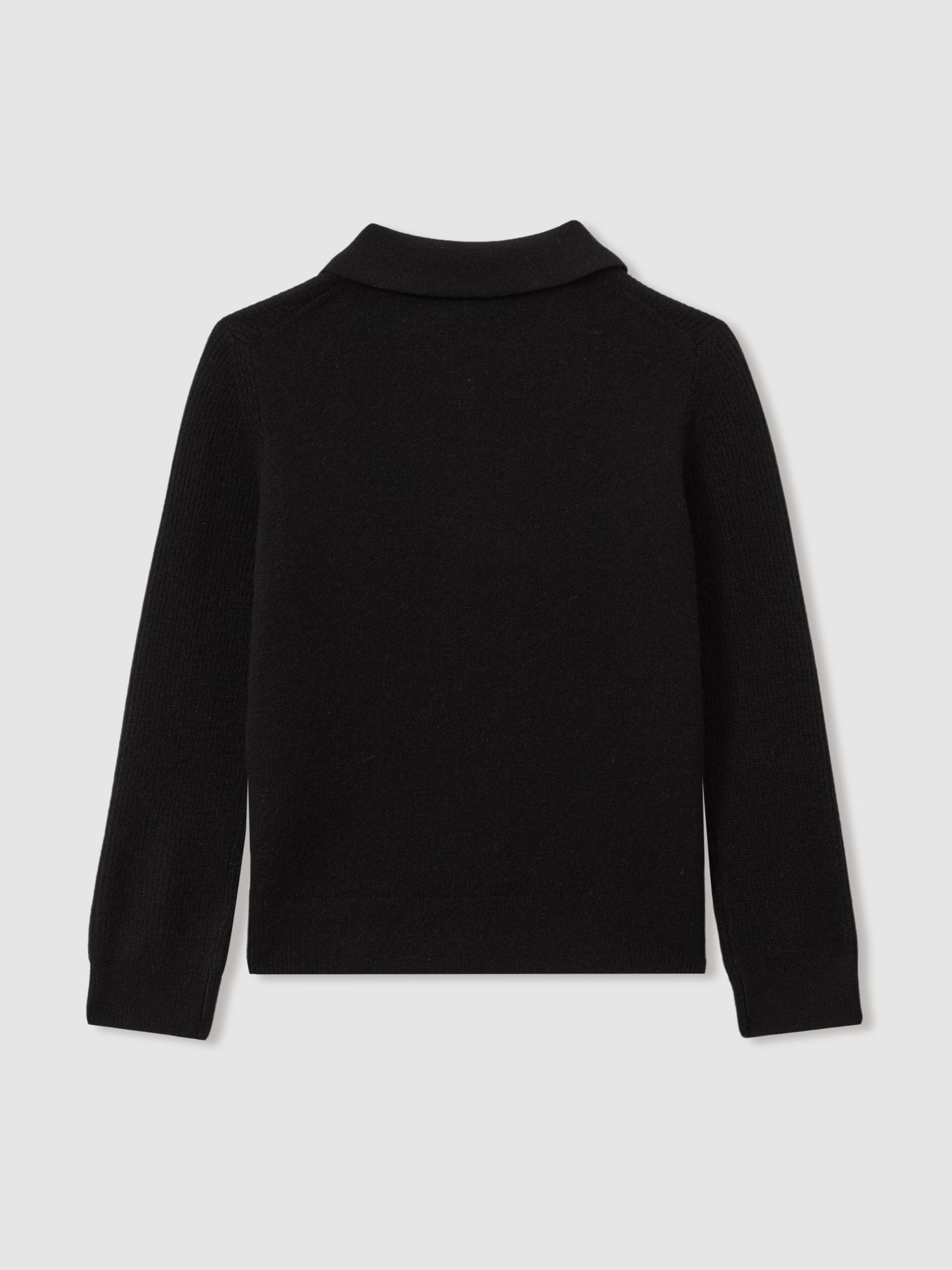 Dsiney Kidz - Reiss Black Regis 3-9 yrs Wool Quarter Zip Polo Shirt image 2
