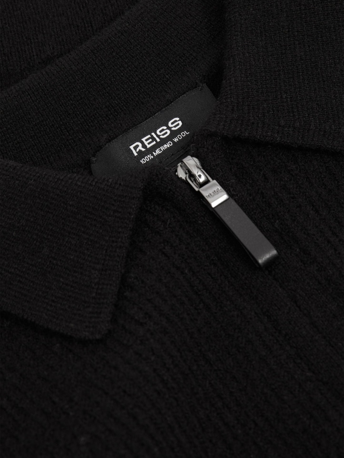 Dsiney Kidz - Reiss Black Regis 3-9 yrs Wool Quarter Zip Polo Shirt image 3