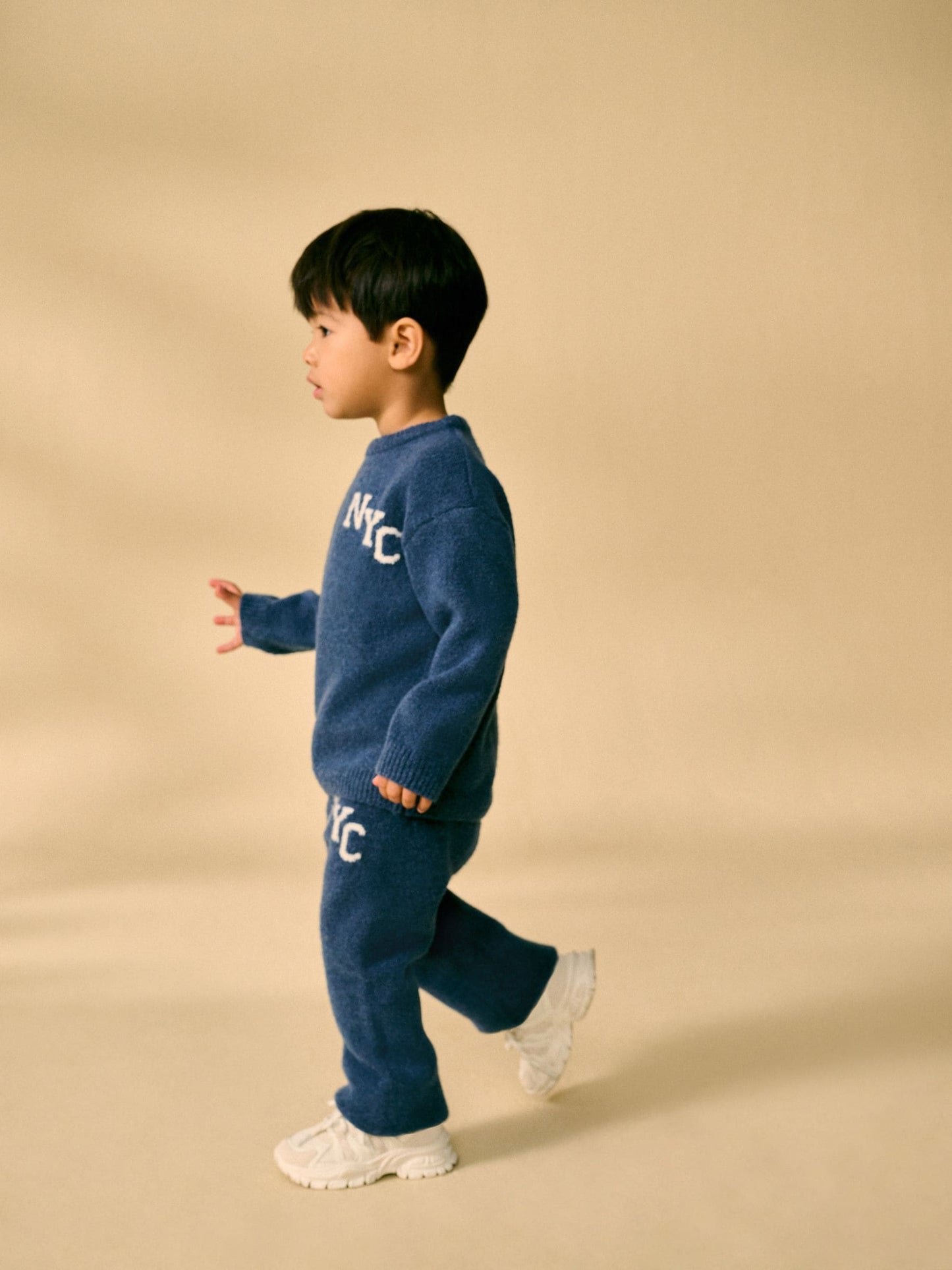 Navy Blue Knitted Crew Neck Jumper and Joggers Set (3mths-7yrs) image 3
