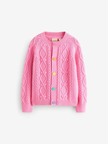 Dsiney Kidz - Little Bird by Jools Oliver Pink Knitted Cable Cotton Cardigan image 1