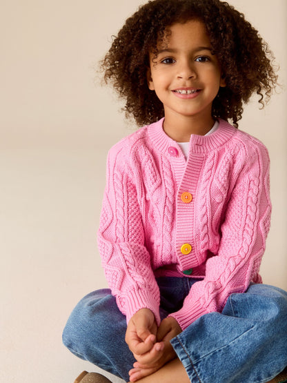 Dsiney Kidz - Little Bird by Jools Oliver Pink Knitted Cable Cotton Cardigan image 3