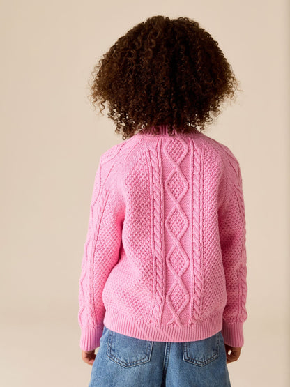 Dsiney Kidz - Little Bird by Jools Oliver Pink Knitted Cable Cotton Cardigan image 5
