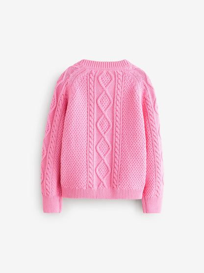 Dsiney Kidz - Little Bird by Jools Oliver Pink Knitted Cable Cotton Cardigan image 7