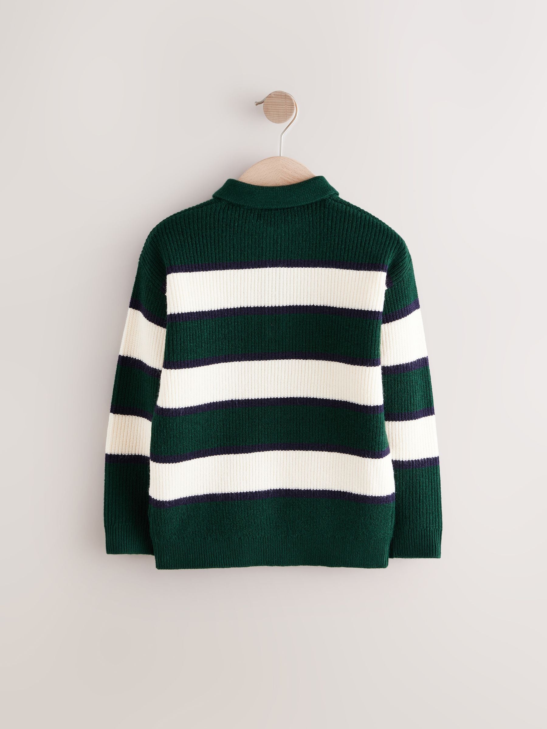 Dsiney Kidz - Green/Ecru Stripe Knitted Rugby Shirt (3-16yrs) image 2