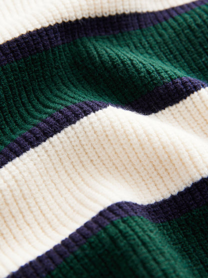 Dsiney Kidz - Green/Ecru Stripe Knitted Rugby Shirt (3-16yrs) image 4
