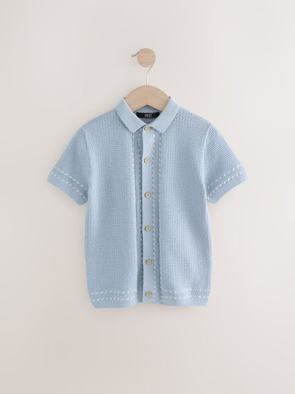 Dsiney Kidz - Light Blue 100% Cotton Short Sleeve Knitted Polo Shirt (3-16yrs) image 1