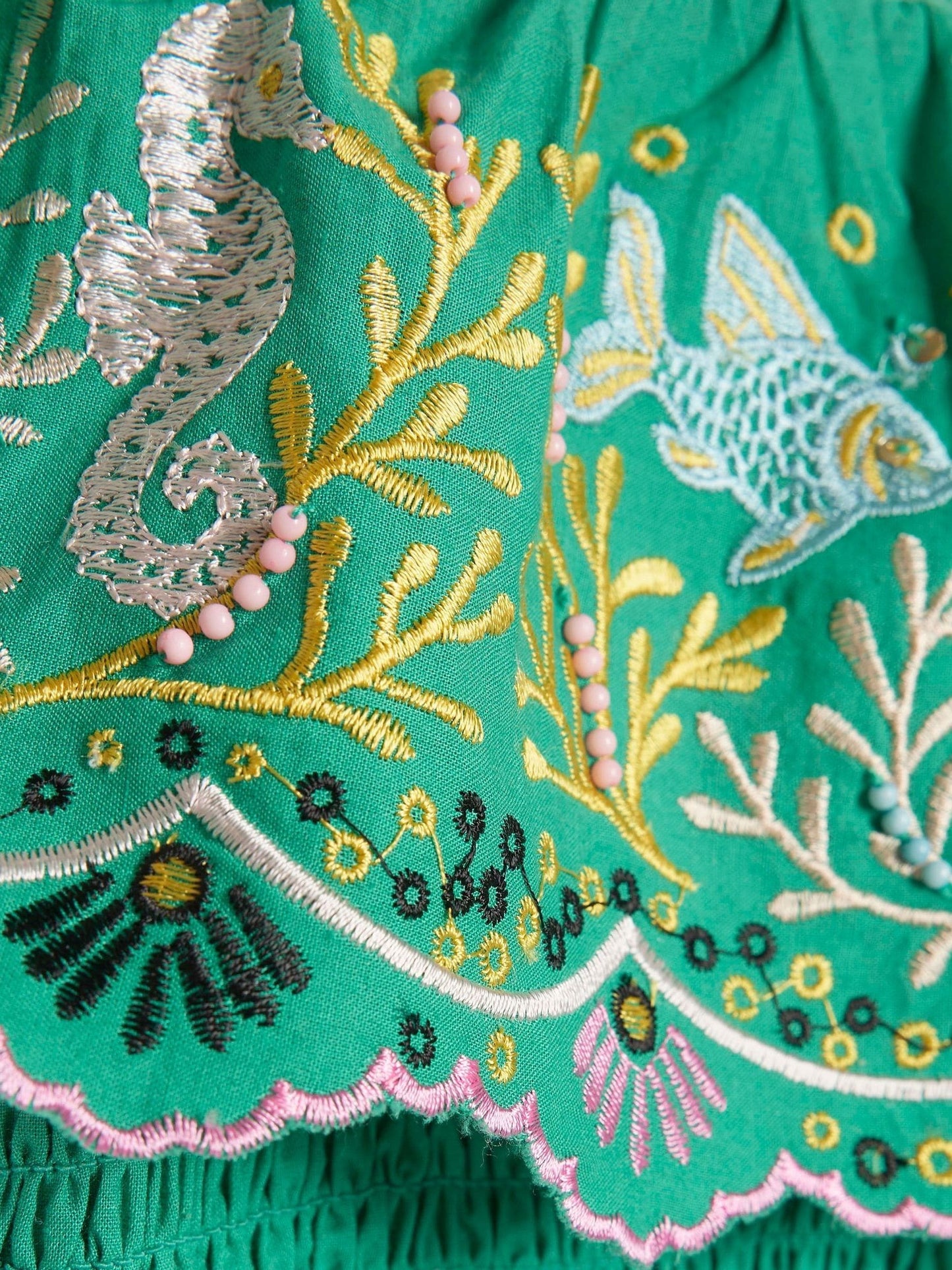 Dsiney Kidz - River Island Green Seahorse Beaded Frill Top & Rara Skirt Set image 3