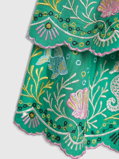 Dsiney Kidz - River Island Green Seahorse Beaded Frill Top & Rara Skirt Set image 4