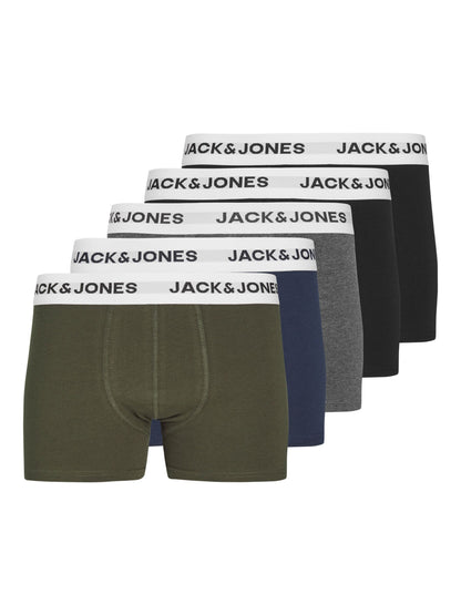 Dsiney Kidz - JACK & JONES JUNIOR Black/Green/Grey/Blue Boxers 5 Pack image 1