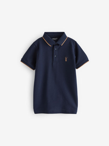 Dsiney Kidz - Blue/Navy/White Short Sleeve Polo Shirts 3 Pack (3-16yrs) image 4
