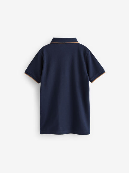 Dsiney Kidz - Blue/Navy/White Short Sleeve Polo Shirts 3 Pack (3-16yrs) image 5