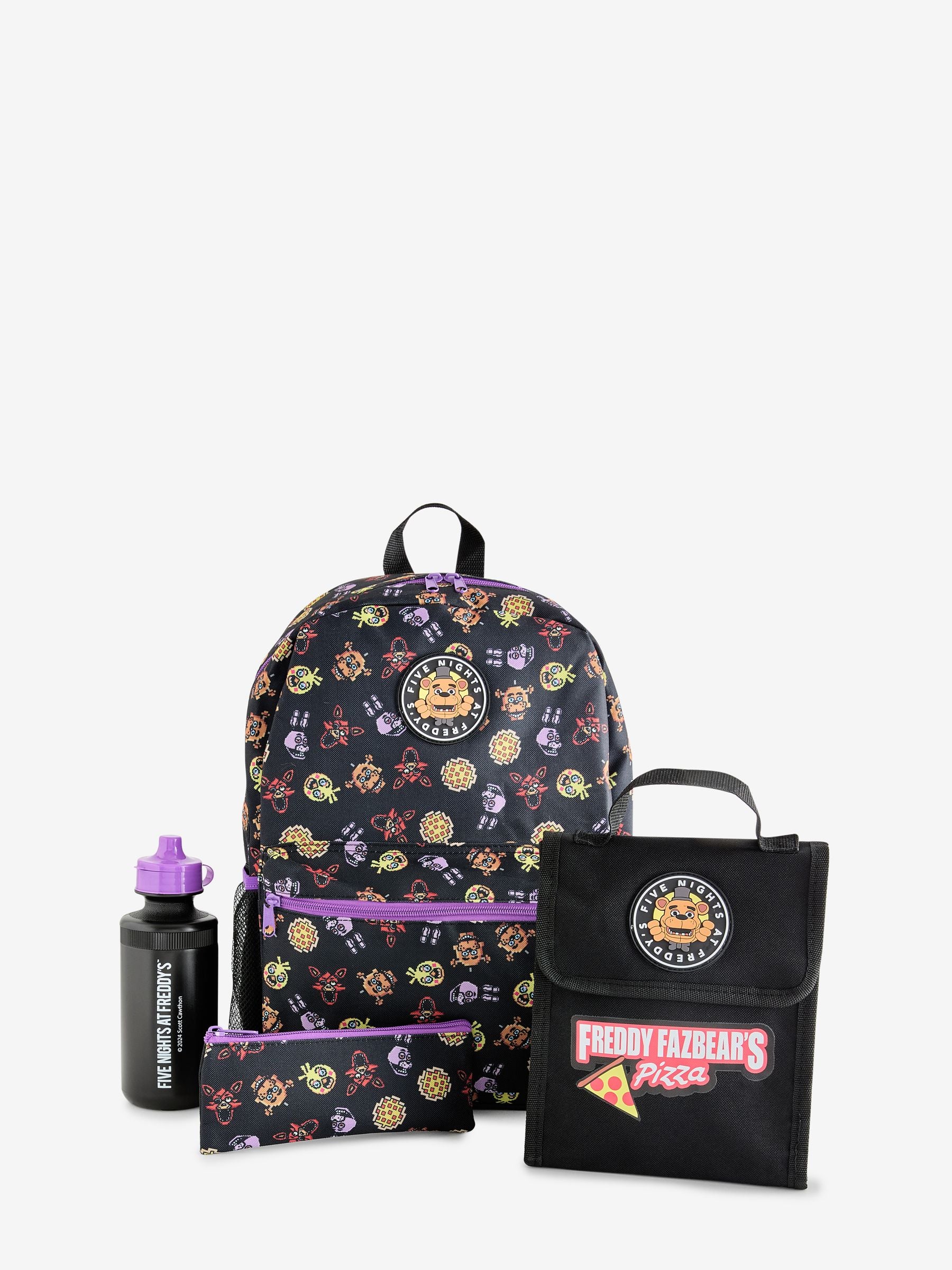 Vanilla Underground Black Five Nights At Freddy's Boys 4 Piece Backpack Set image 1