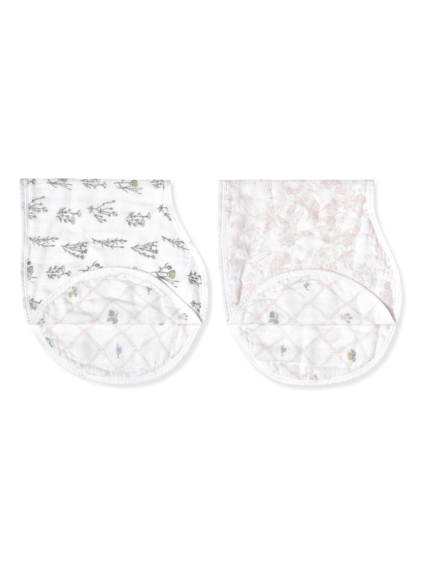 aden + anais Pink Burpy Silky Soft French Floral 100% Cotton Bibs 2 Pack image 1