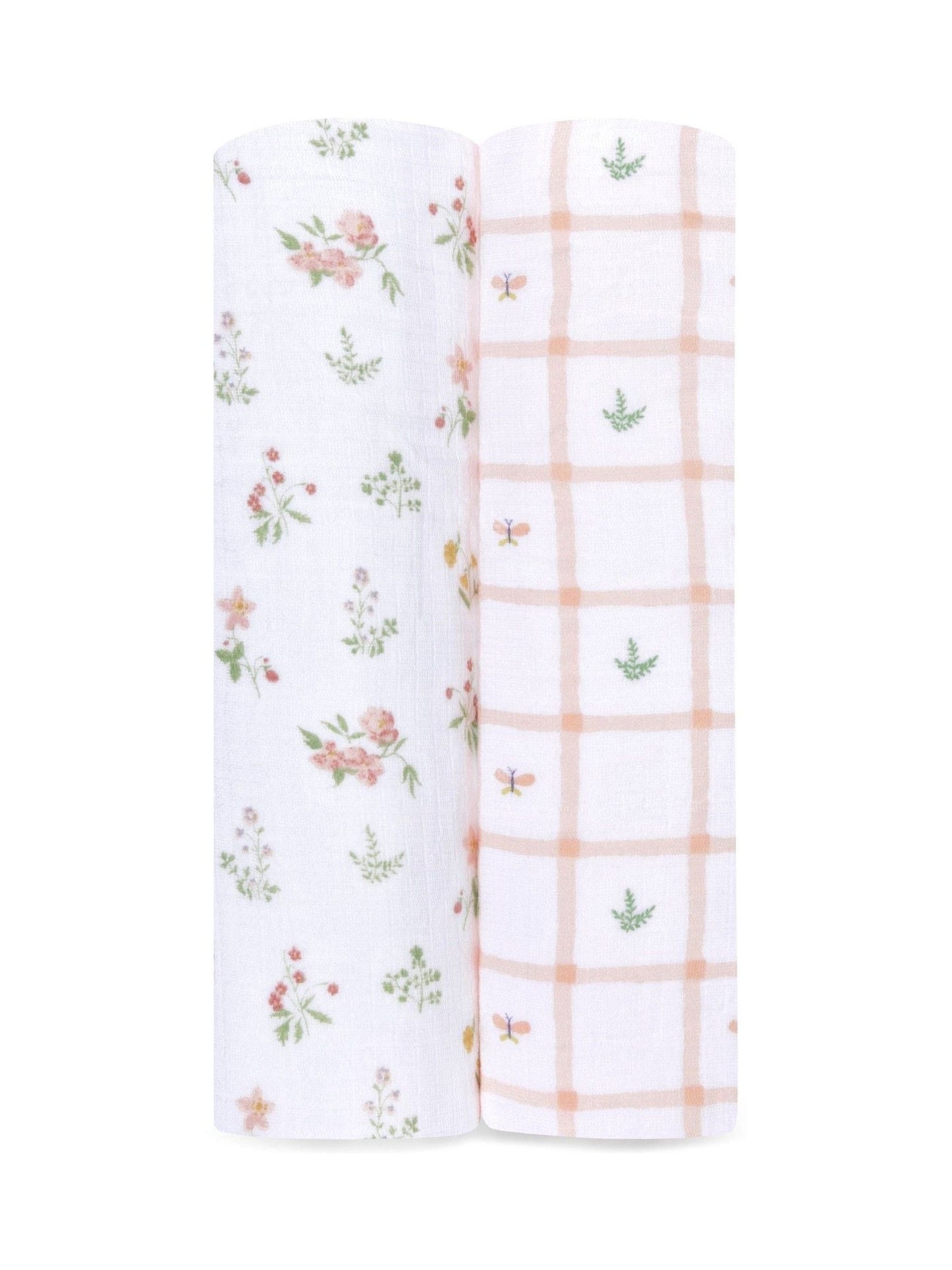 aden + anais Pink Essentials 100% Cotton Blanket Country Floral  Muslins 2 Pack image 1