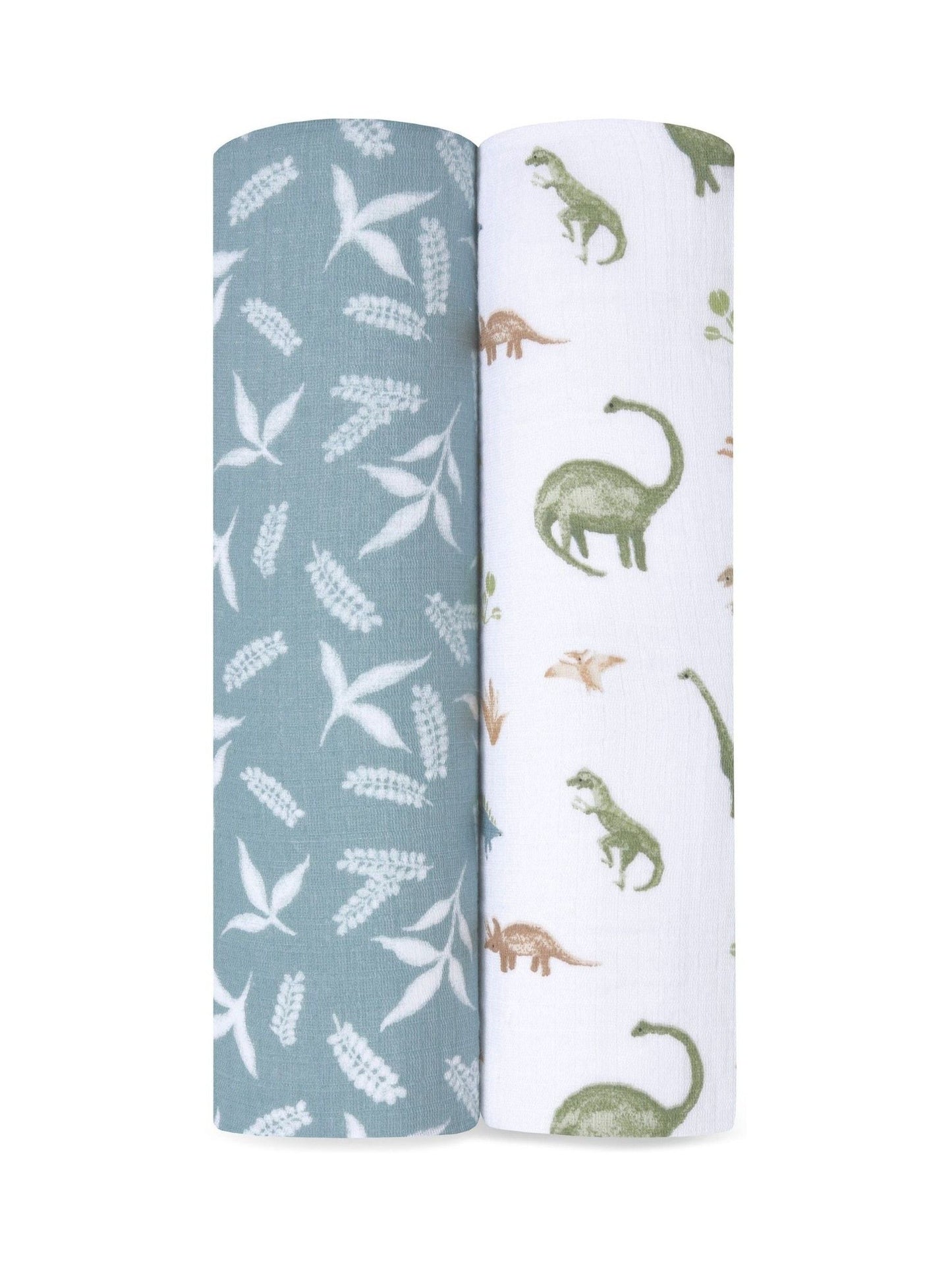aden + anais Green Essentials 100% Cotton Blanket Dino Jungle Muslins 2 Pack image 1