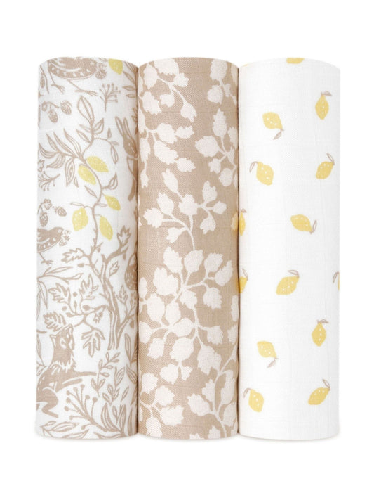 aden + anais White Large Muslin Silky Soft Natural Woodland 100% Cotton Blankets 3 Pack image 1