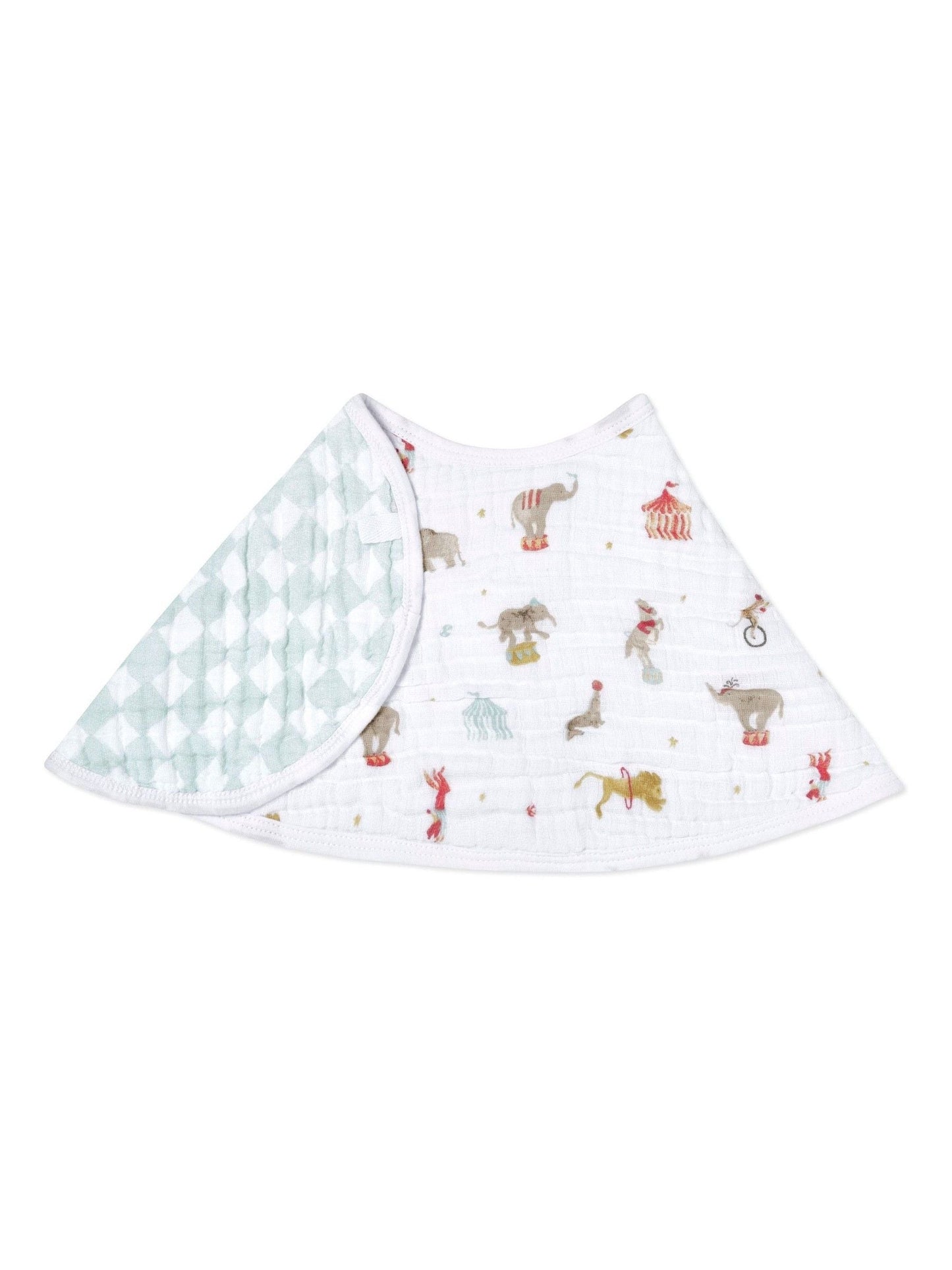 aden + anais White Essentials 100% Cotton Baby Burpy Bib Elephant Circus Muslin image 1