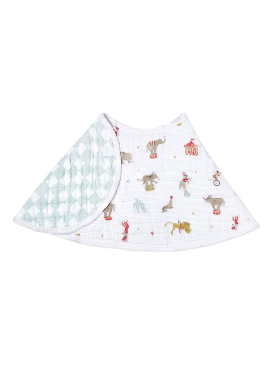 aden + anais White Essentials 100% Cotton Baby Burpy Bib Elephant Circus Muslin image 1