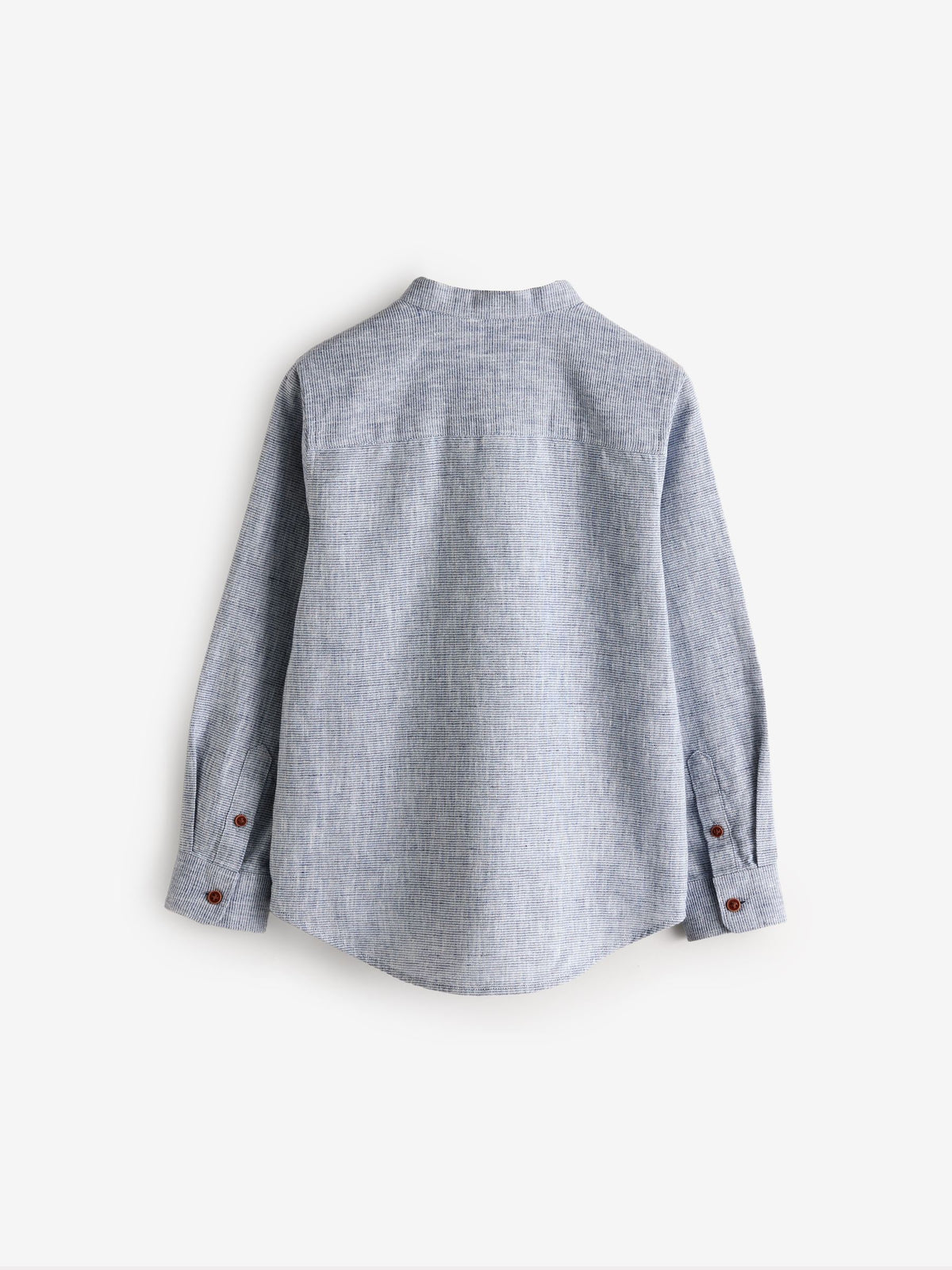 Dsiney Kidz - Blue Long Sleeve Grandad Collar Cotton/Linen Mix Texture Shirt (3-16yrs) image 2