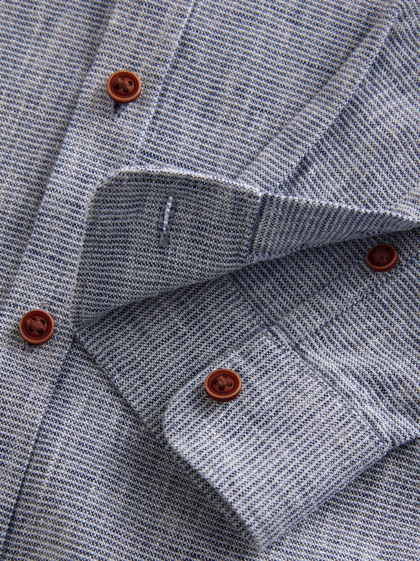 Dsiney Kidz - Blue Long Sleeve Grandad Collar Cotton/Linen Mix Texture Shirt (3-16yrs) image 4