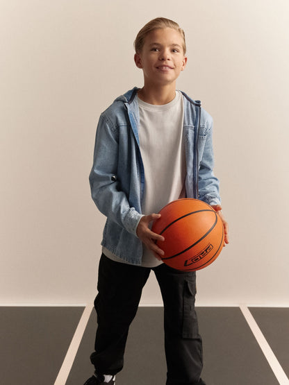 Denim Lightwash Overshirt 100% Cotton Zip Through Hoodie (3-16yrs)