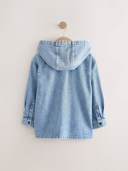 Denim Lightwash Overshirt 100% Cotton Zip Through Hoodie (3-16yrs)