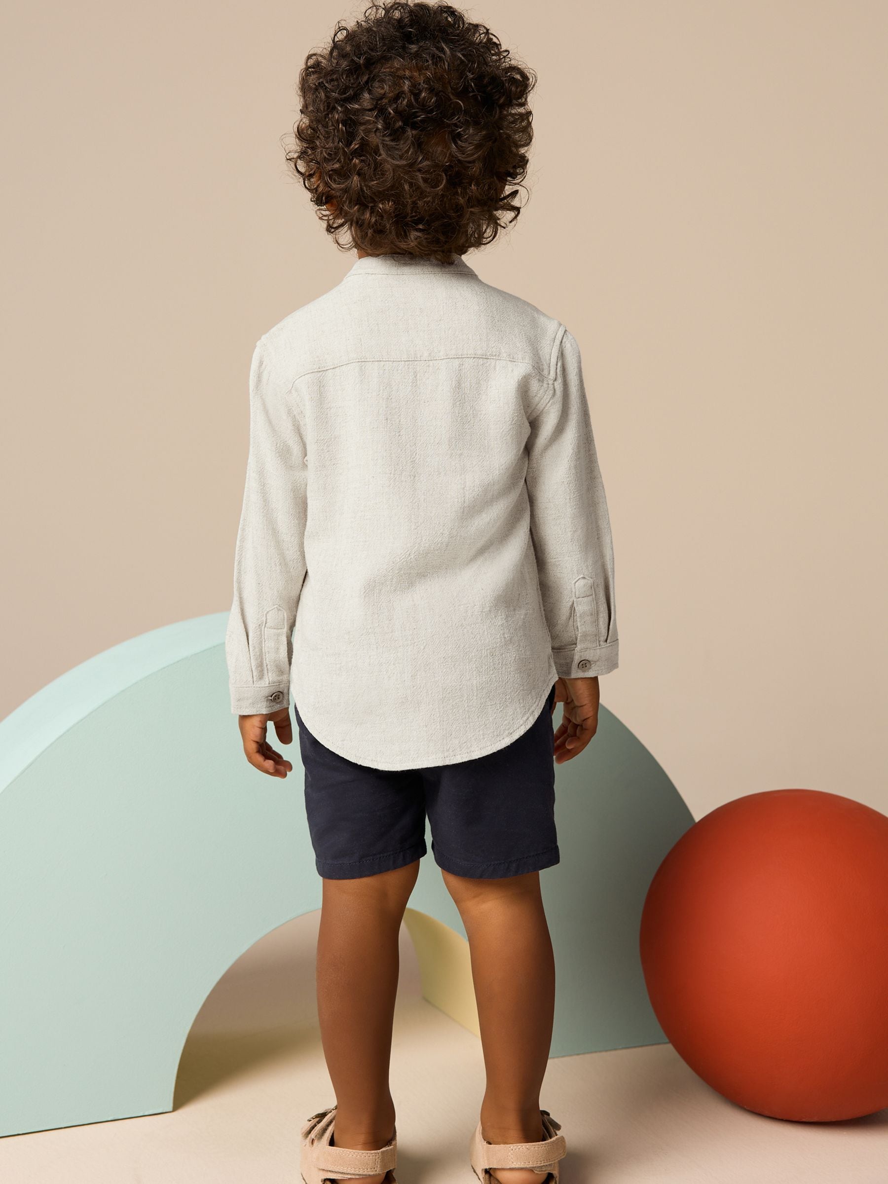 Dsiney Kidz - Neutral Grandad Collar Linen Mix Shirt (3mths-7yrs) image 4
