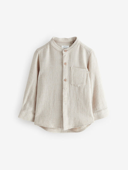 Dsiney Kidz - Neutral Grandad Collar Linen Mix Shirt (3mths-7yrs) image 5